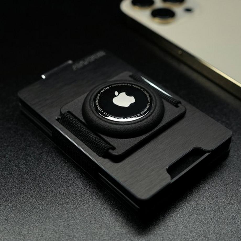 AVIATOR Smart Wallet Slide Brushed Black AirTag Clip  