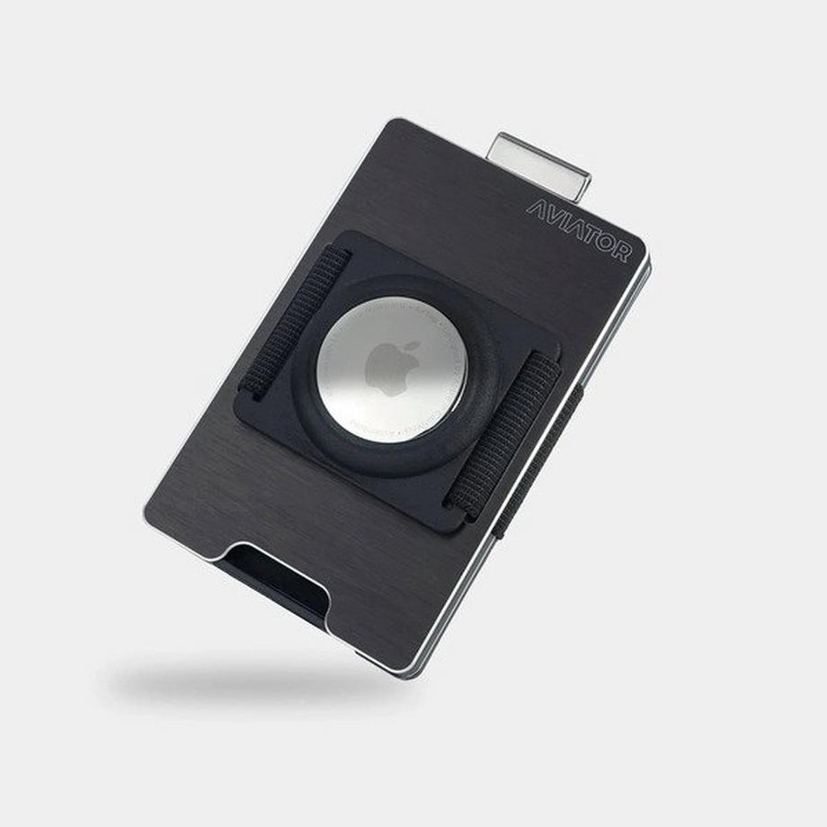 AVIATOR Smart Wallet Slide Brushed Black AirTag Clip  