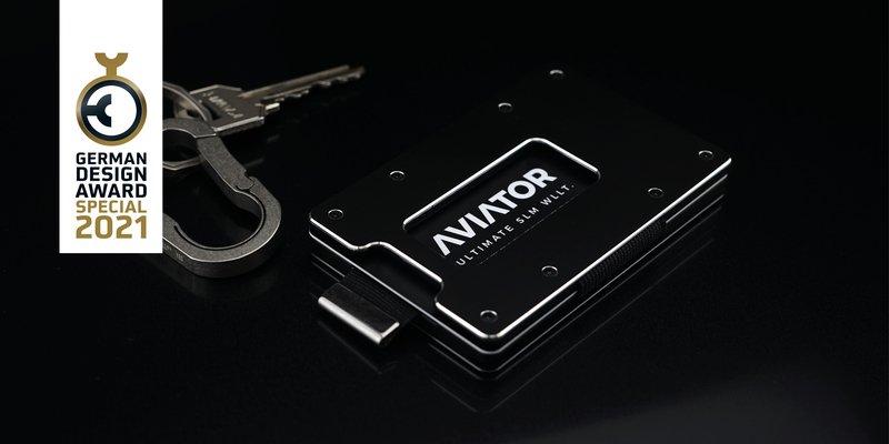 AVIATOR Smart Wallet Slide Brushed Black AirTag Clip  