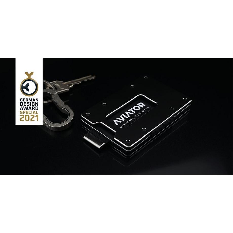 AVIATOR Smart Wallet Slide Brushed Black AirTag Clip  