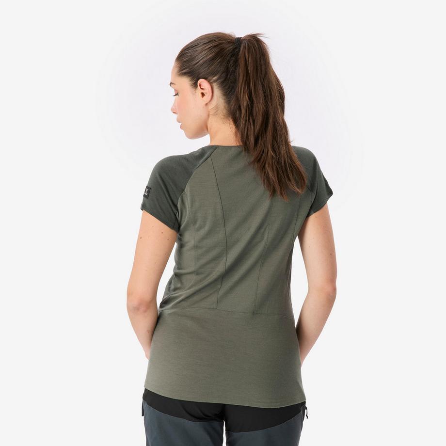 SIMOND TREK 500 -Trekking-T-Shirt mit kurzen Ärmeln aus Merinowolle, Merino Resist khaki 