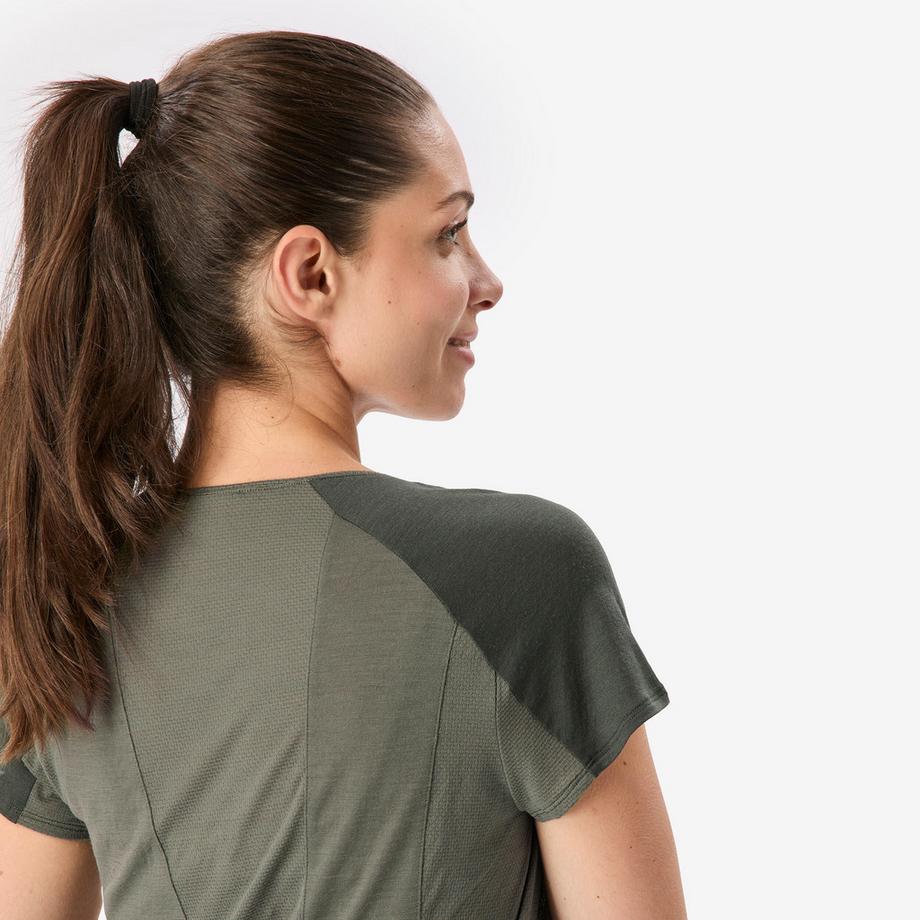 SIMOND TREK 500 -Trekking-T-Shirt mit kurzen Ärmeln aus Merinowolle, Merino Resist khaki 