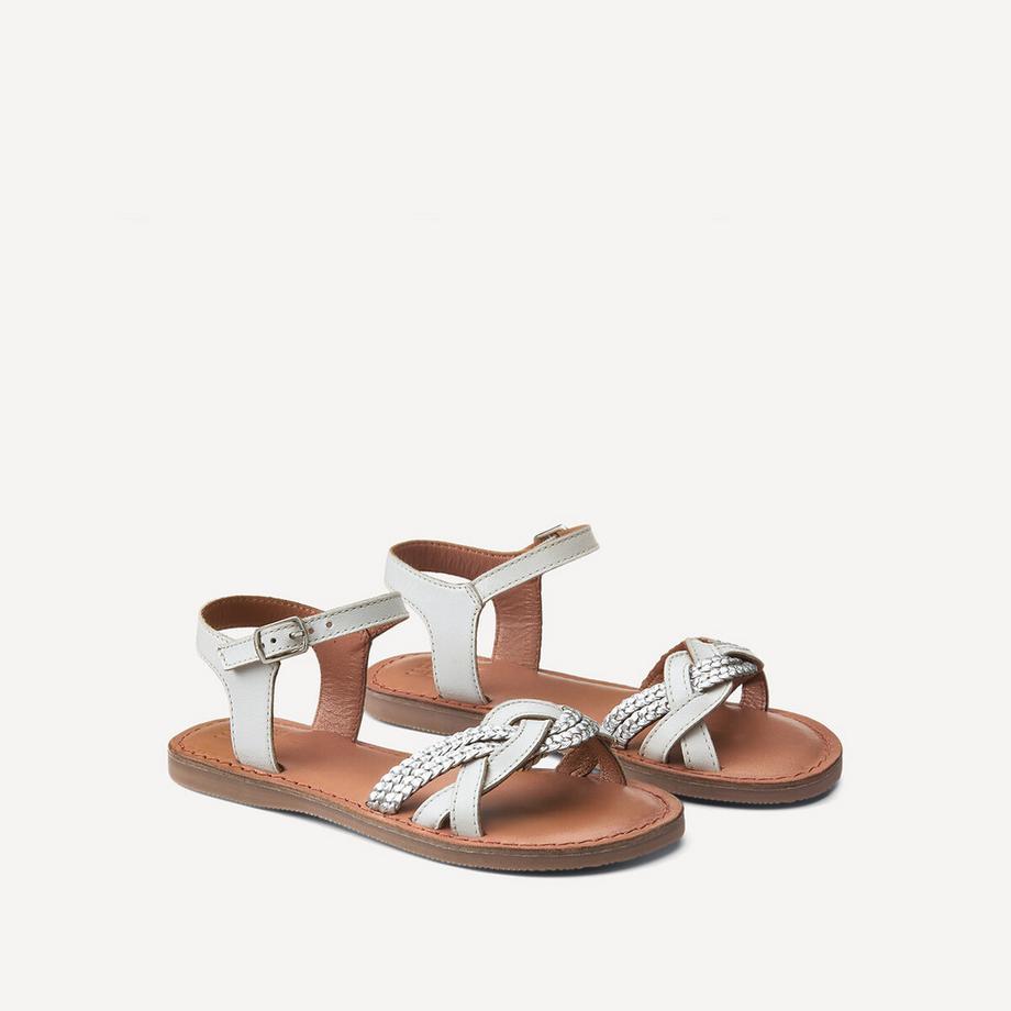 La Redoute Collections Goldfarbene Ledersandalen mit geflochtenen Riemen  