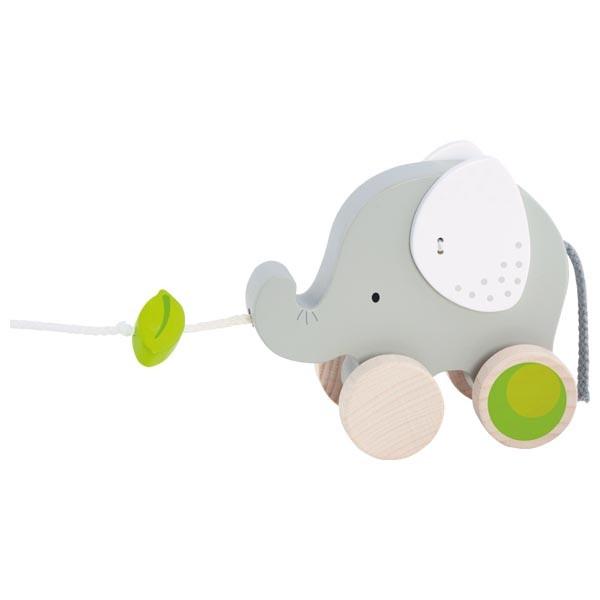 goki  Baby Ziehtier Elefant mit Blatt 