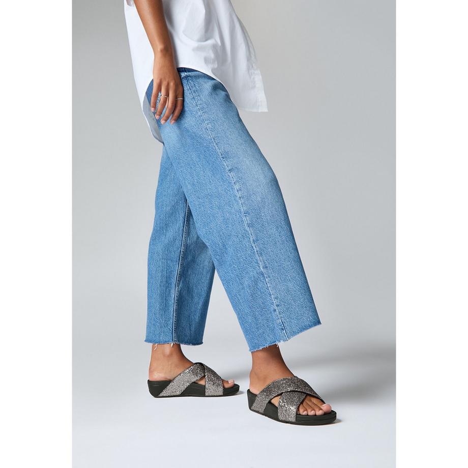 Fitflop Lulu Cross Slide Glitterball Sandalen  