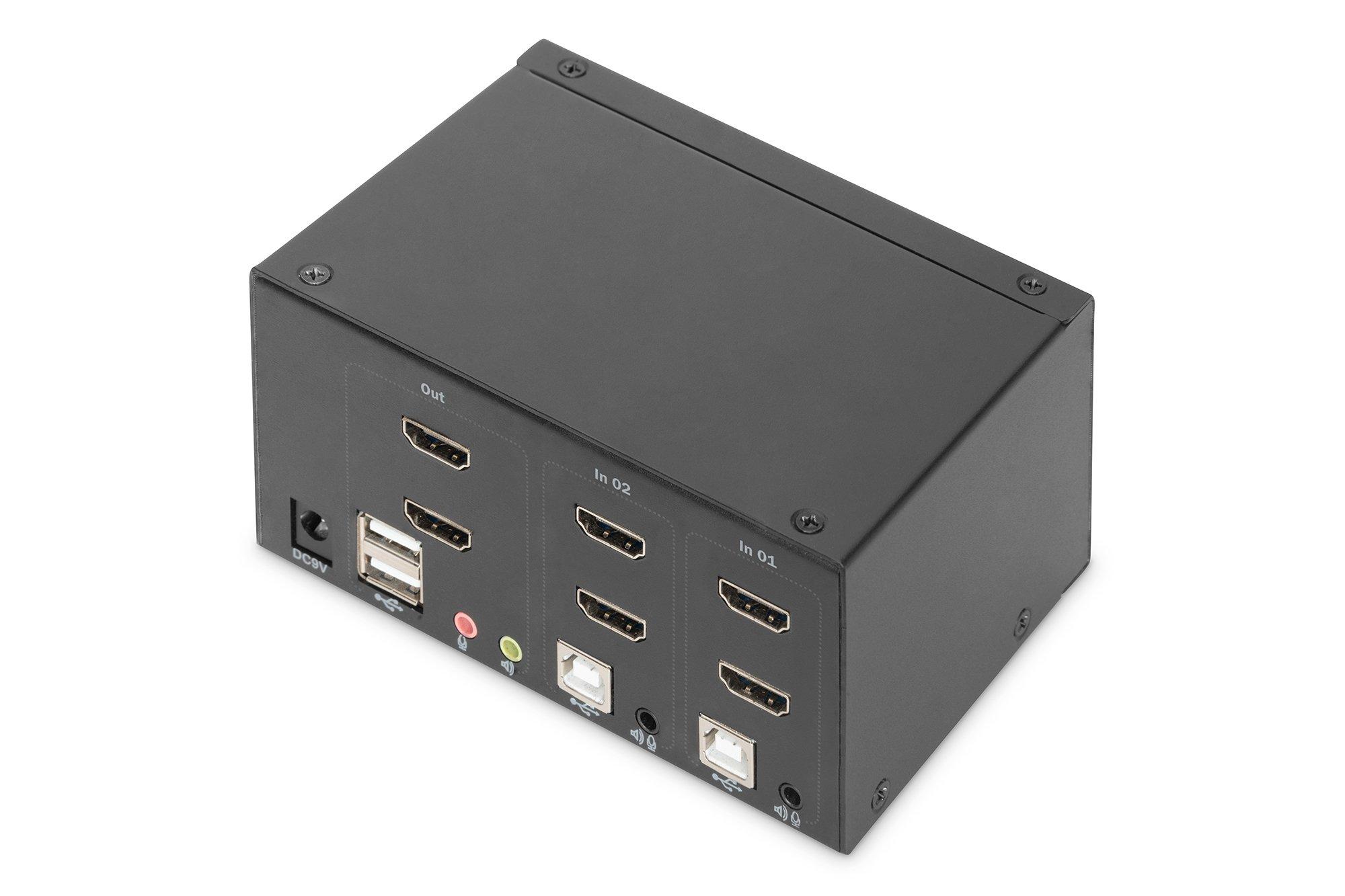 Digitus  Digitus Switch KVM, 2 porte, schermo doppio, 4K, HDMI® 