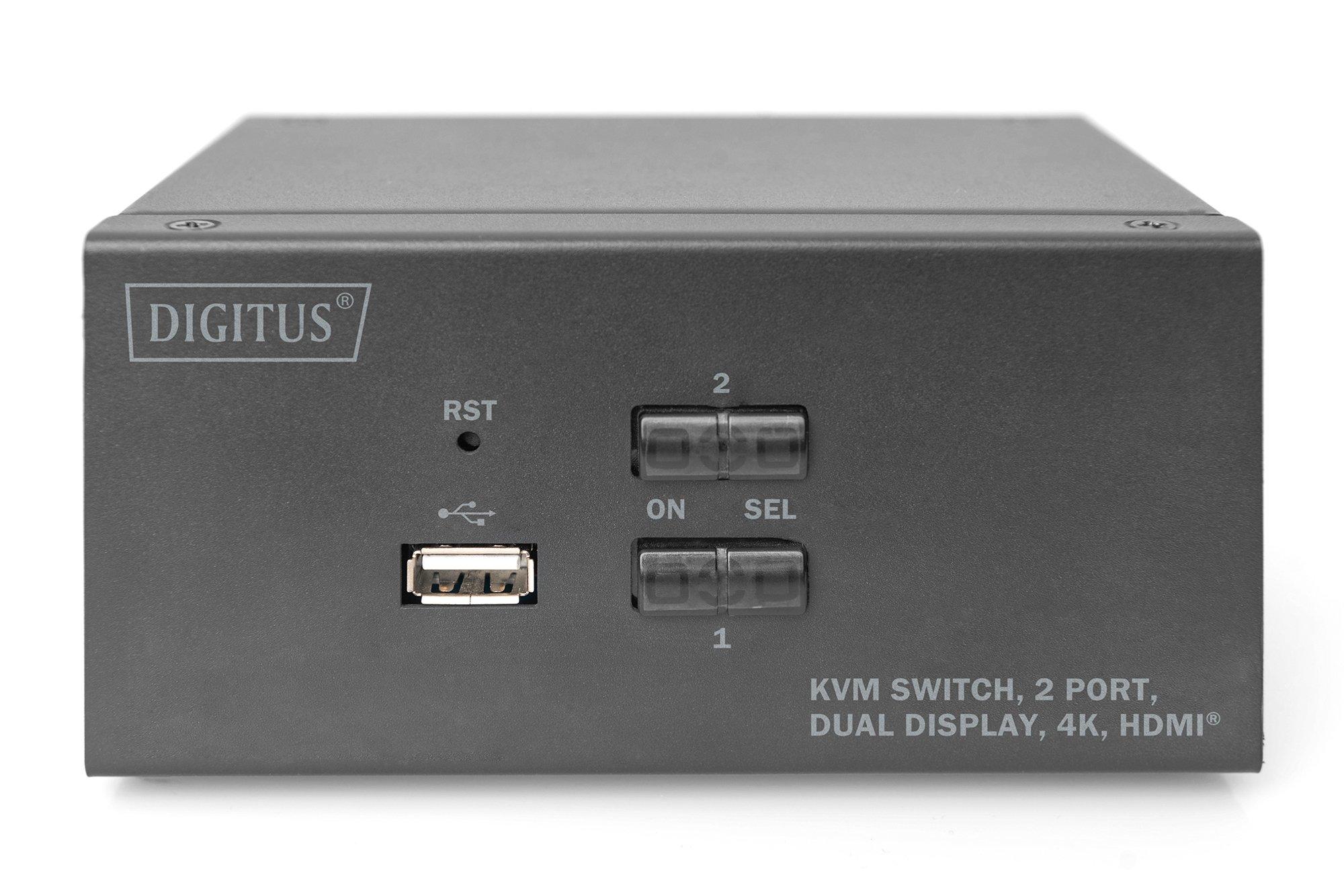 Digitus  Digitus Commutateur KVM, 2 ports, Double affichage, 4K, HDMI® 