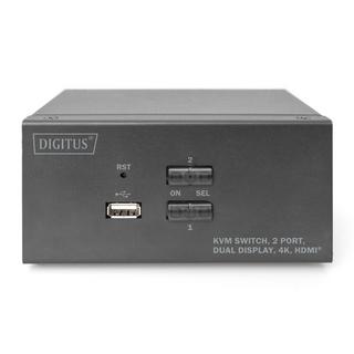 Digitus  Digitus Switch KVM, 2 porte, schermo doppio, 4K, HDMI® 