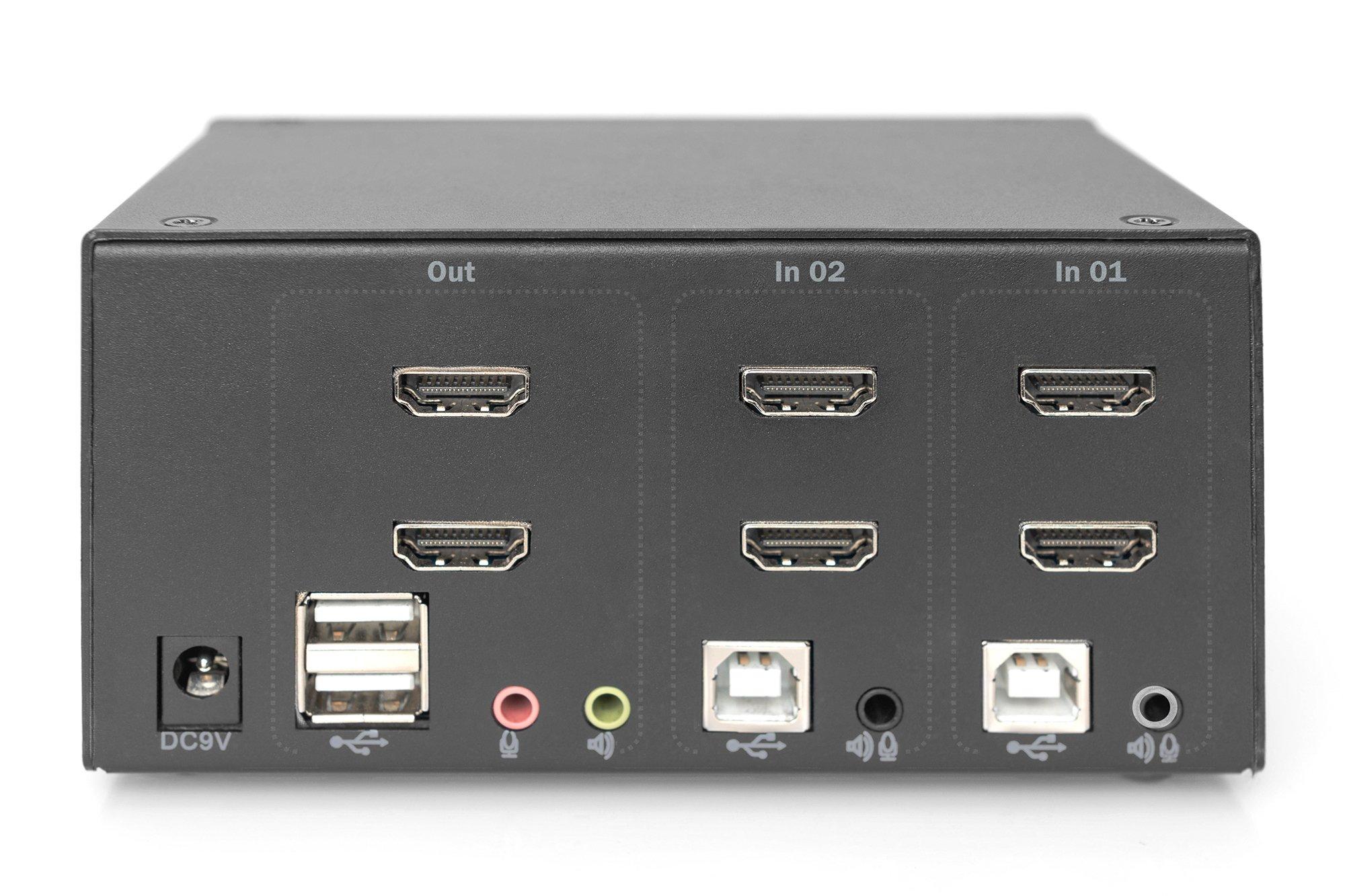 Digitus  Digitus KVM-Switch, 2-Port, Dual-Display, 4K, HDMI® 