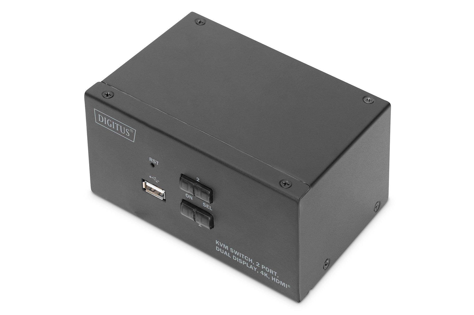 Digitus  Digitus Switch KVM, 2 porte, schermo doppio, 4K, HDMI® 