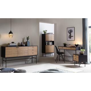 mutoni Buffet plaqué bois véritable 160x40x85 noir  