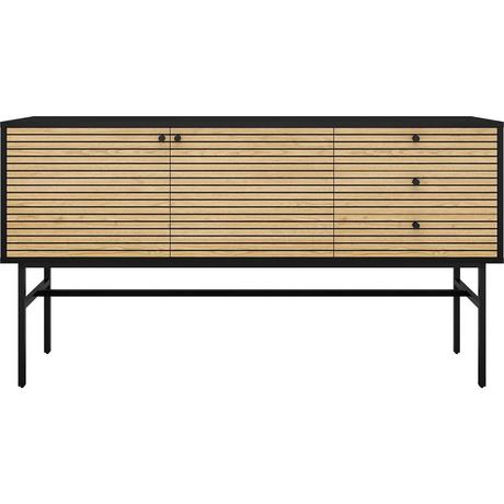 mutoni Credenza in vero legno impiallacciato 160x40x85 nero  