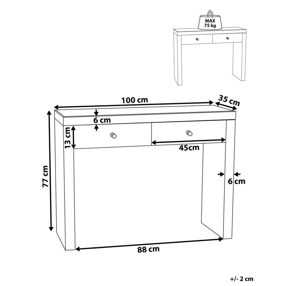 Beliani Console en Verre Glamour MARLE  