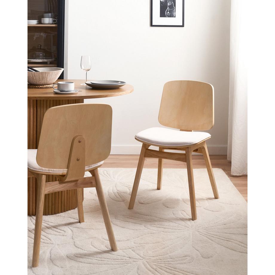 Beliani Lot de 2 chaises de salle à manger en Bois d'hévéa Rétro CHARLESTON  