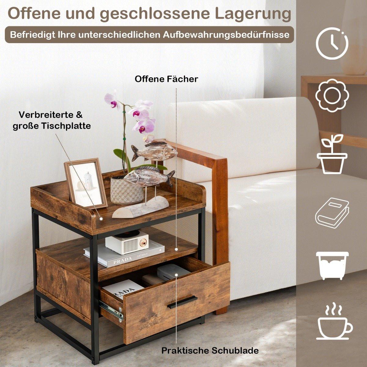 Northix Table d'appoint à 2 niveaux avec tiroir  