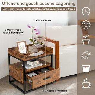 Northix Table d'appoint à 2 niveaux avec tiroir  