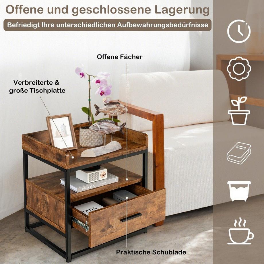 Northix 2-stufiger Beistelltisch mit Schublade  