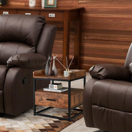 Northix Table d'appoint à 2 niveaux avec tiroir  