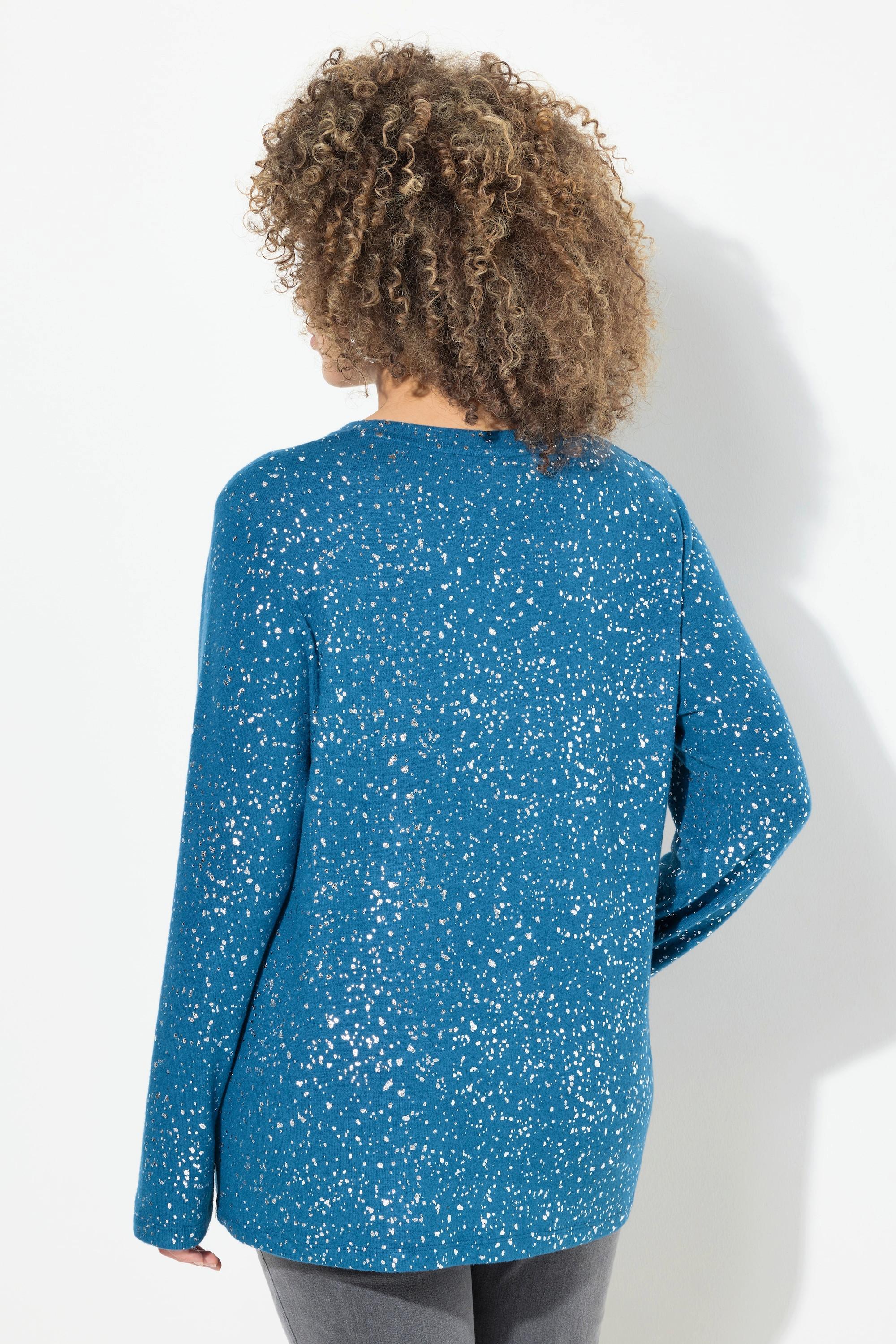 Ulla Popken Flocons de Neige Col V Manches Longues Sweat-shirt  