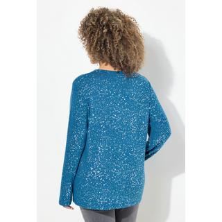 Ulla Popken  Sweat-shirt à col en V et manches longues, flocons de neige 