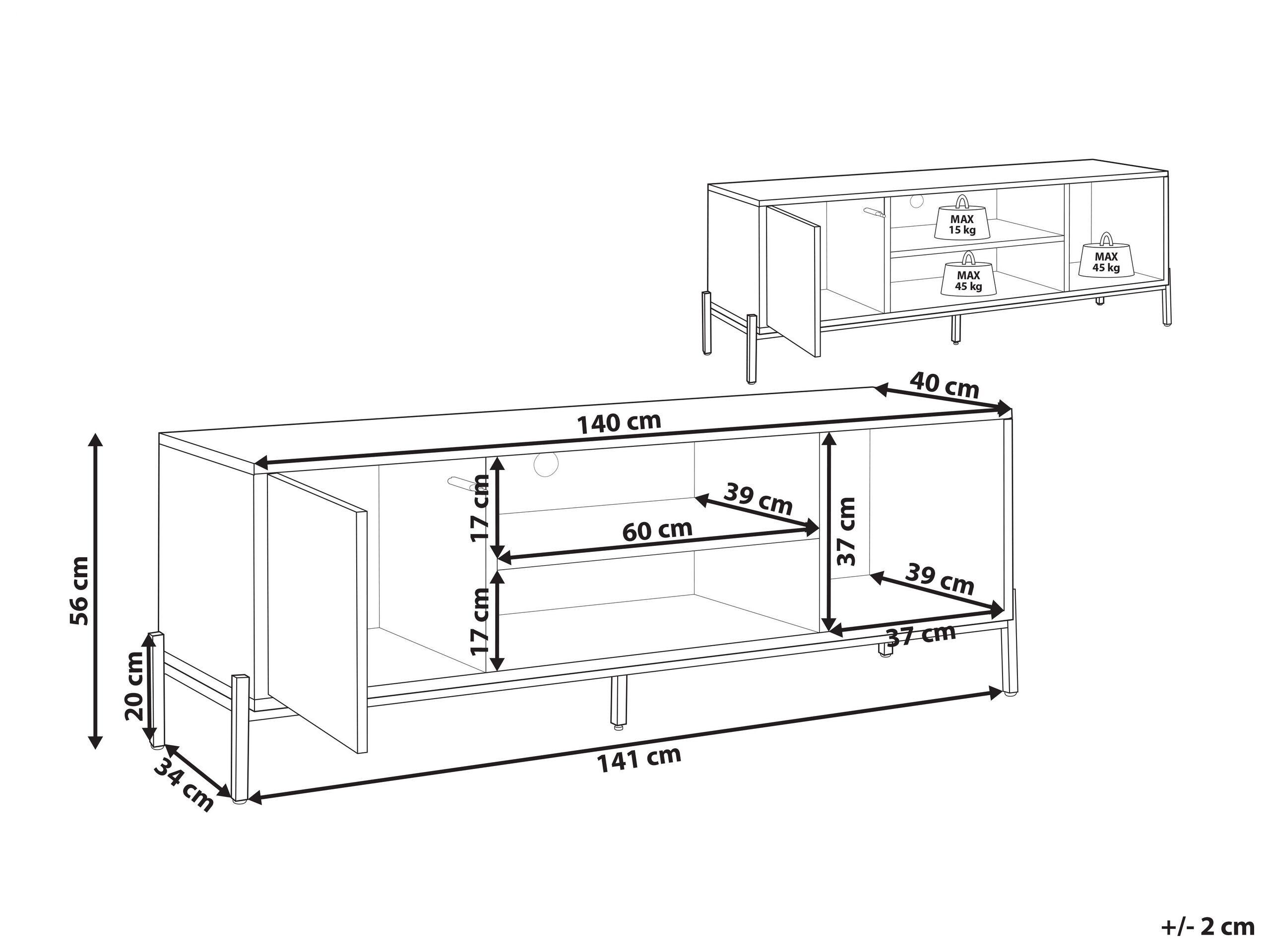 Beliani Meuble TV en MDF Moderne MOINES  