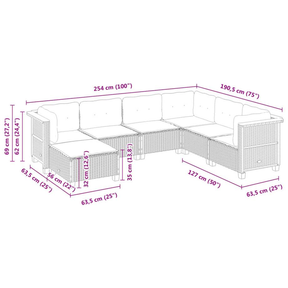 VidaXL set divano da giardino Polirattan  