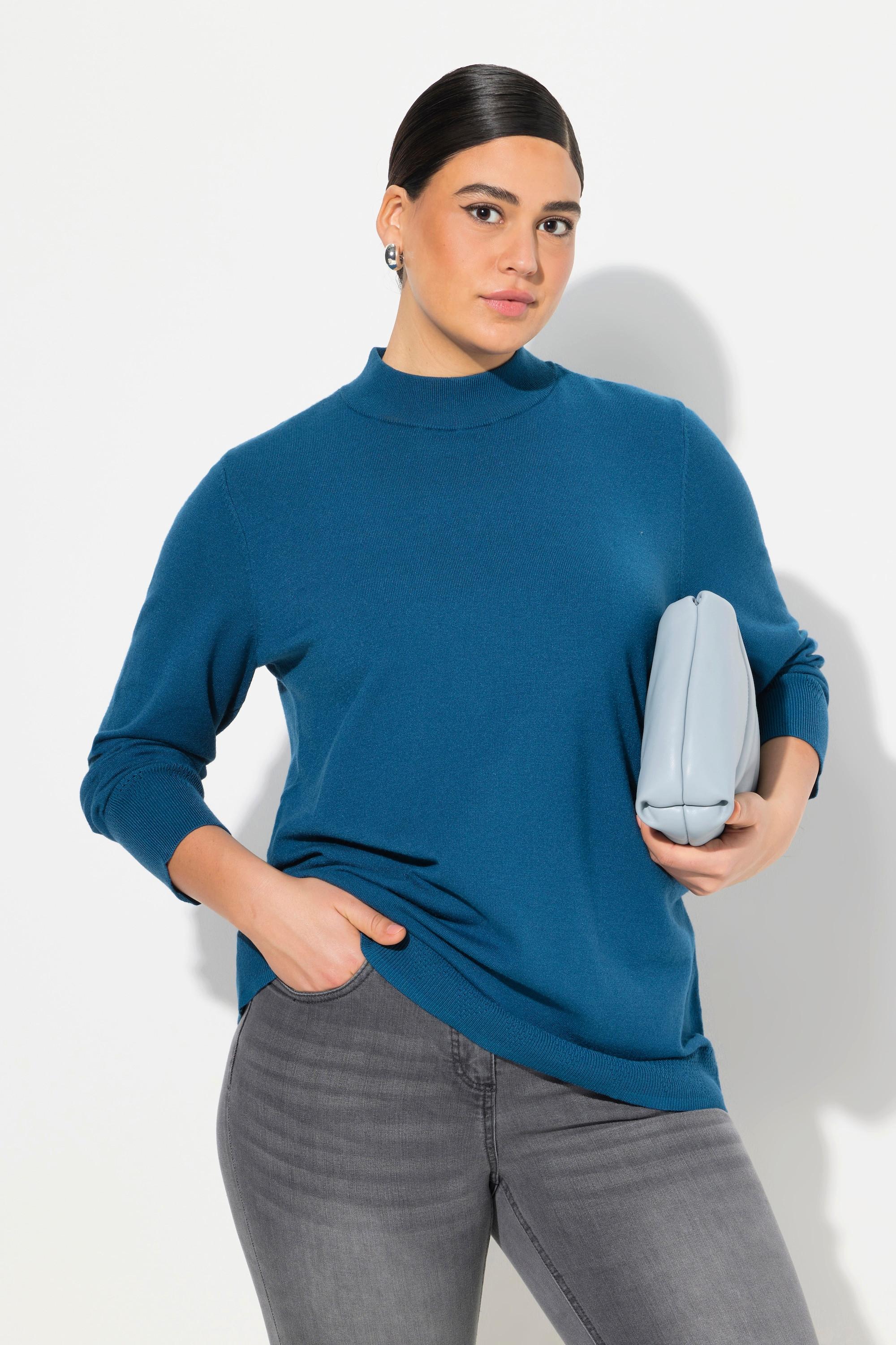 Ulla Popken  Pullover, Stehkragen, Langarm, Rippbündchen 