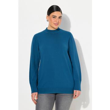 Maglione con colletto alto, maniche lunghe e orli a costine