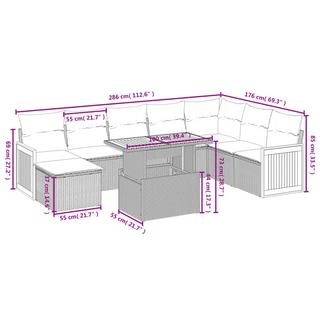 VidaXL set divano da giardino Polirattan  