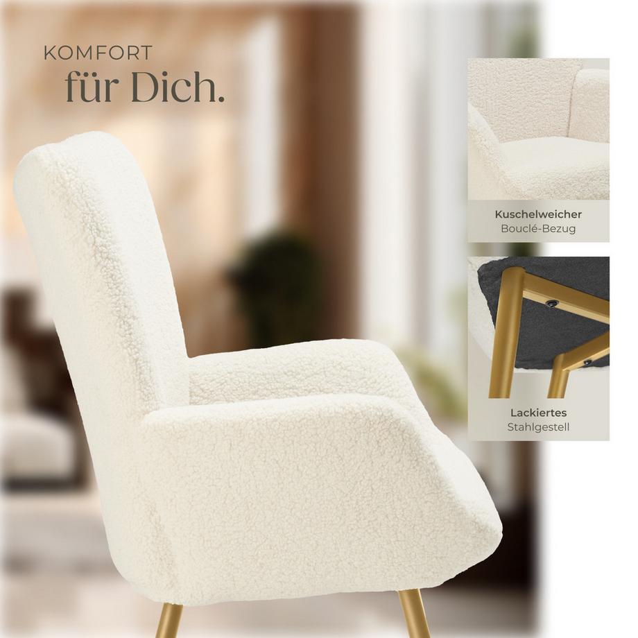 Tectake Sessel Hygge gepolstert bodenschonende Kunststoffkappen, Belastbarkeit 150 kg  