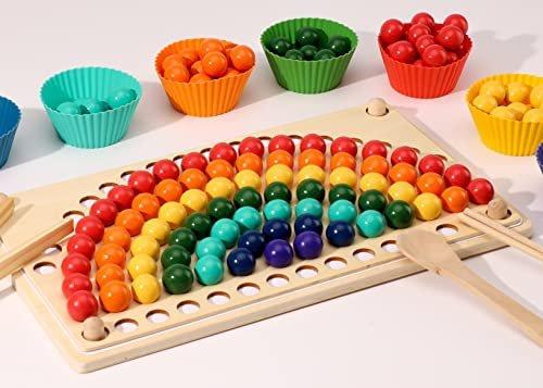 Activity-board  Regenbogen Perlen Spiel, Holz Clip Perlen Brettspiel, Puzzle Board, Kinder Hände Augen 