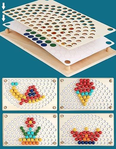 Activity-board  Jeu de perles arc-en-ciel, jeu de société de perles à pince en bois, planche de Puzzle, entraînement cérébral des mains et des yeux des enfants 