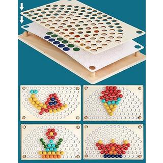 Activity-board  Jeu de perles arc-en-ciel, jeu de société de perles à pince en bois, planche de Puzzle, entraînement cérébral des mains et des yeux des enfants 