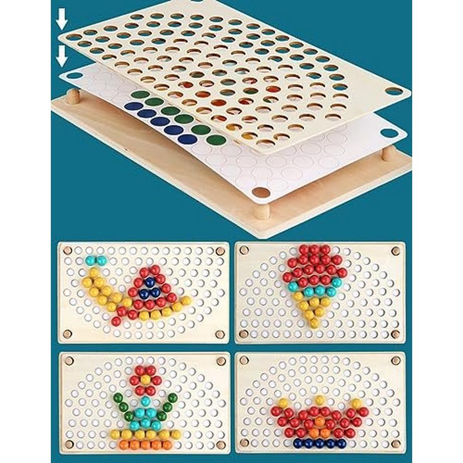 Activity-board  Regenbogen Perlen Spiel, Holz Clip Perlen Brettspiel, Puzzle Board, Kinder Hände Augen 