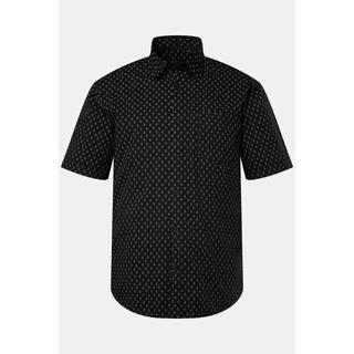 JP1880  Camicia dalla vestibilità moderna con stampa minimalista, mezze maniche e colletto ad apertura inglese nero 