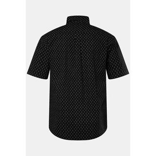 JP1880  Camicia dalla vestibilità moderna con stampa minimalista, mezze maniche e colletto ad apertura inglese nero 