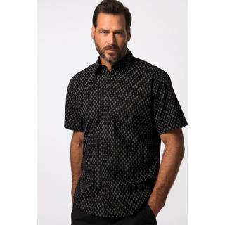 JP1880  Camicia dalla vestibilità moderna con stampa minimalista, mezze maniche e colletto ad apertura inglese nero 