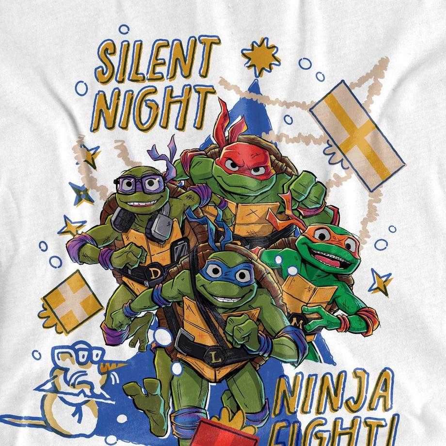 TEENAGE MUTANT NINJA TURTLE  Silent Night Ninja Fight Maglietta Natale 