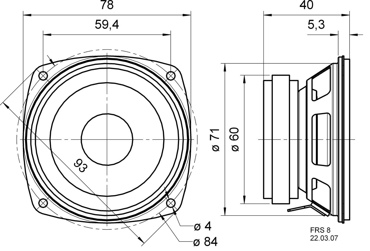 Nedis  FRS 8 - 8 Ohm - 8 cm (3,3 ") HiFi FullRange Treiber 