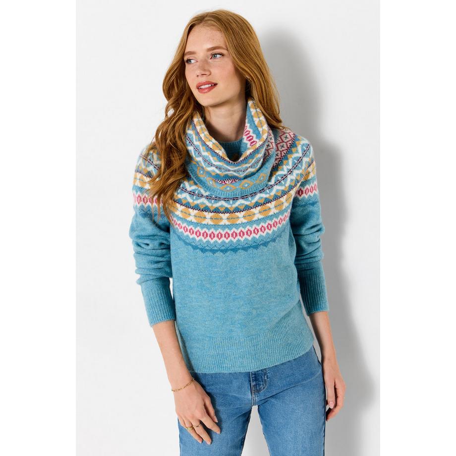 Joe Browns Fantastique Pull Fair Isle avec Snood Assorti  