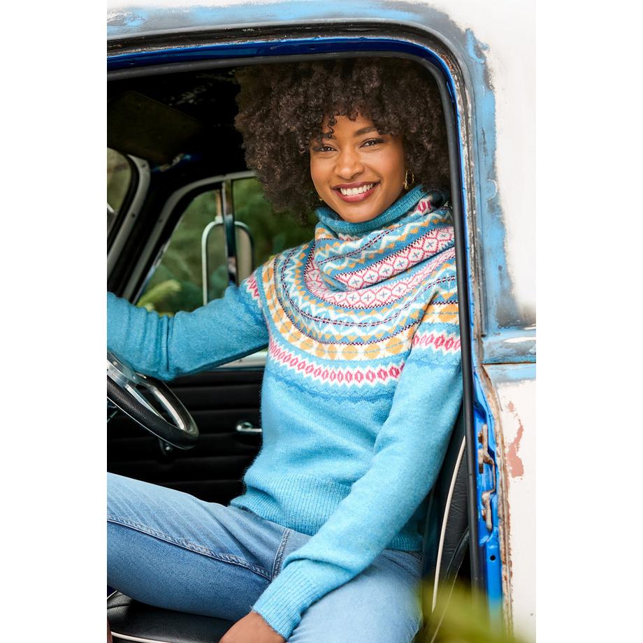 Fantastique Pull Fair Isle avec Snood Assorti