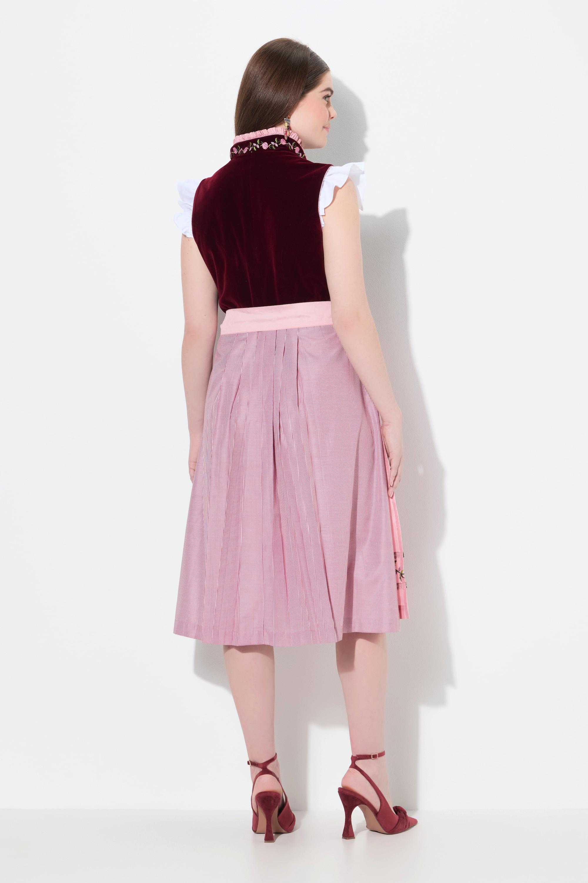 Ulla Popken Samt Dirndl Stickerei Carré Ausschnitt Ärmellos  