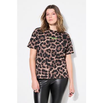 T-shirt dal taglio oversize con design leopardato e ricamo