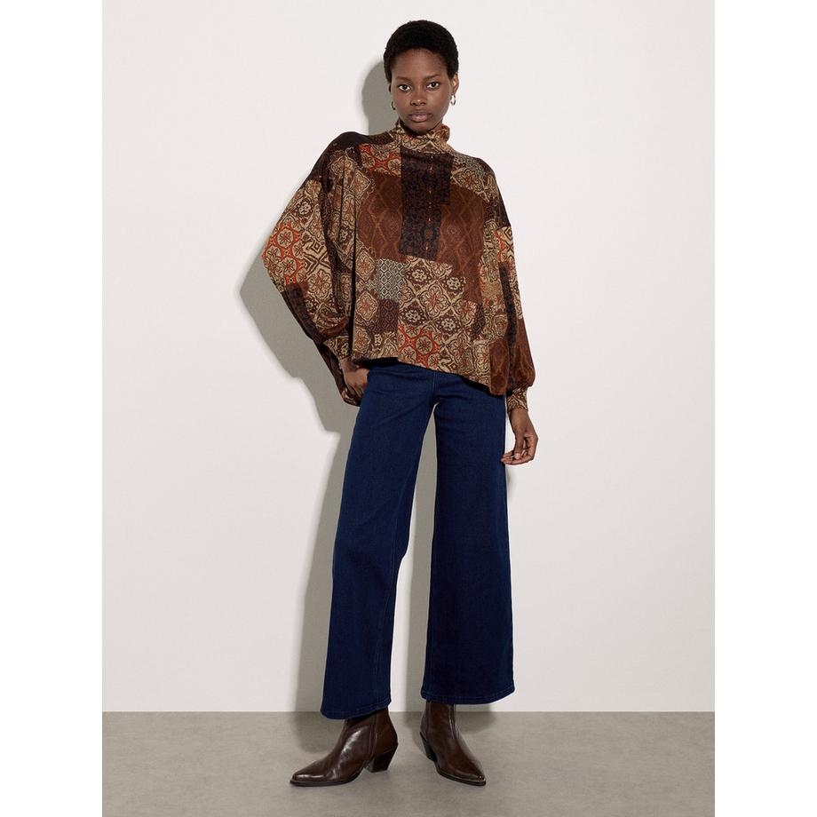 APRICOT Top a collo alto in patchwork  
