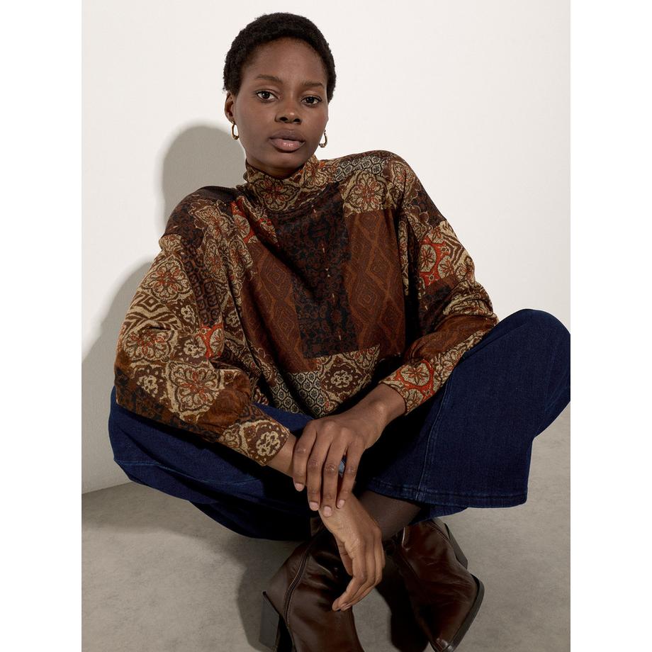 Patchwork-Rollkragen-Top