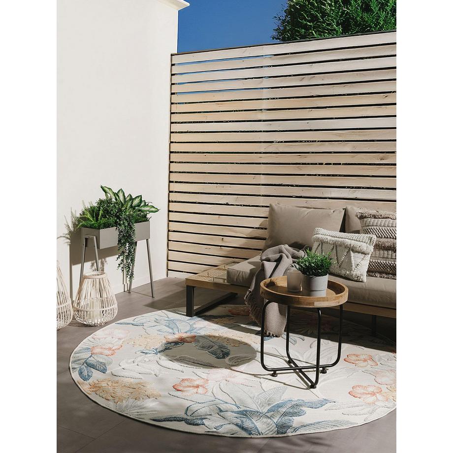 Benuta In- & Outdoor-Teppich Flora Multicolor/Cream  
