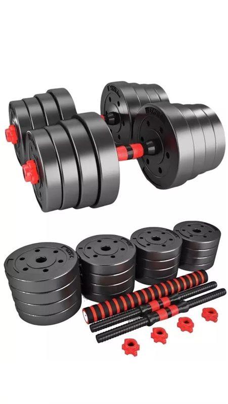 SwissGym  30kg 3 en 1 Ensemble d'halt�res courts + longs. Version Supergrip en cit et fer 