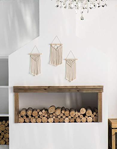 Alopini Makramee Wandbehang Kleine, 3er Set Kunst Gewebte Wanddekoration Boho Chic Wohnkultur  
