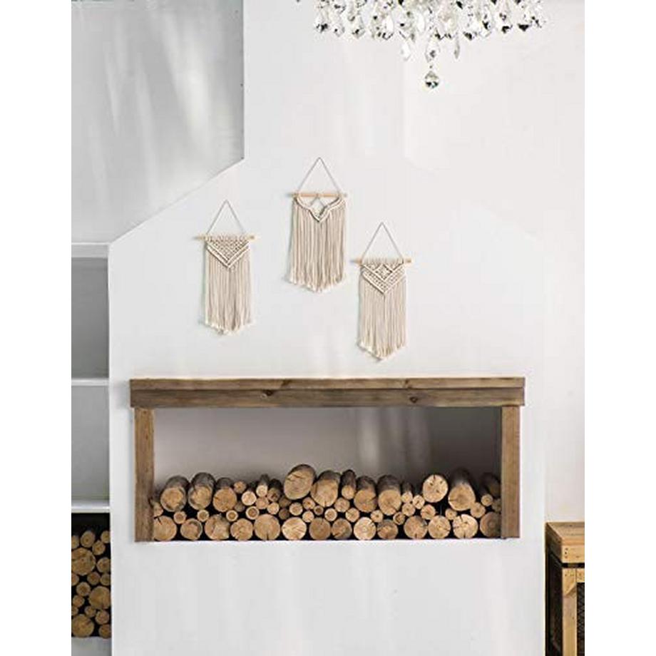 Alopini Petite tenture murale en macramé, ensemble de 3 décorations murales tissées artistiques, décoration de maison Boho Chic  