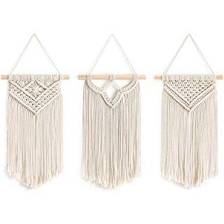 Alopini Makramee Wandbehang Kleine, 3er Set Kunst Gewebte Wanddekoration Boho Chic Wohnkultur  